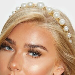 Gold Raised Pearl Headband